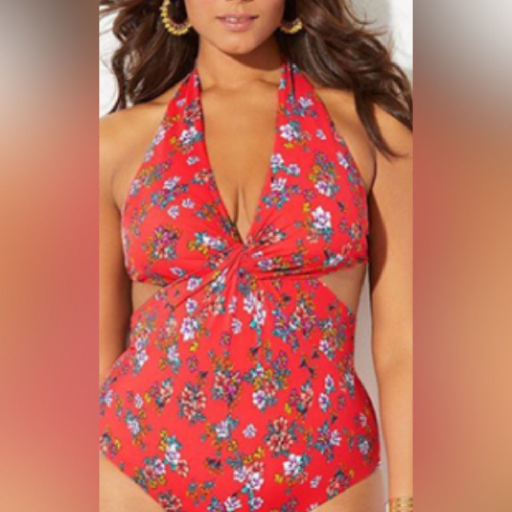 NWT swimsuits for all Floral Halter Swimsuit size 16
